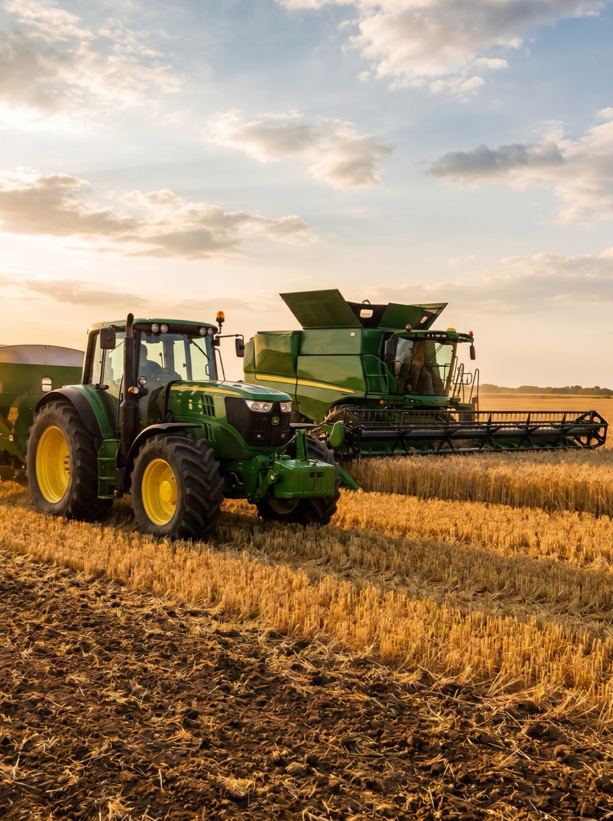 Agricultural machinery working in the field