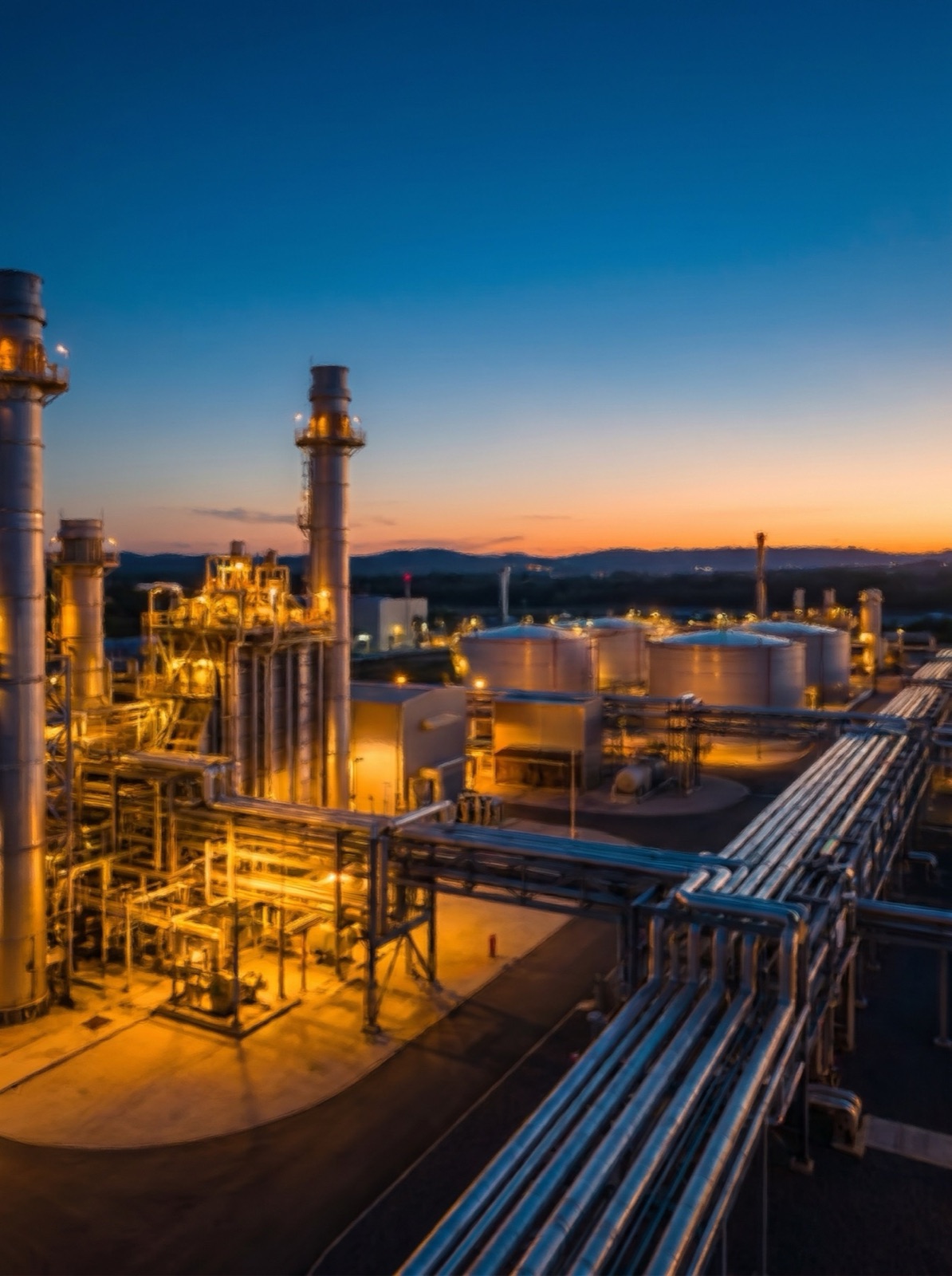Energy infrastructure with industrial plant and pipework