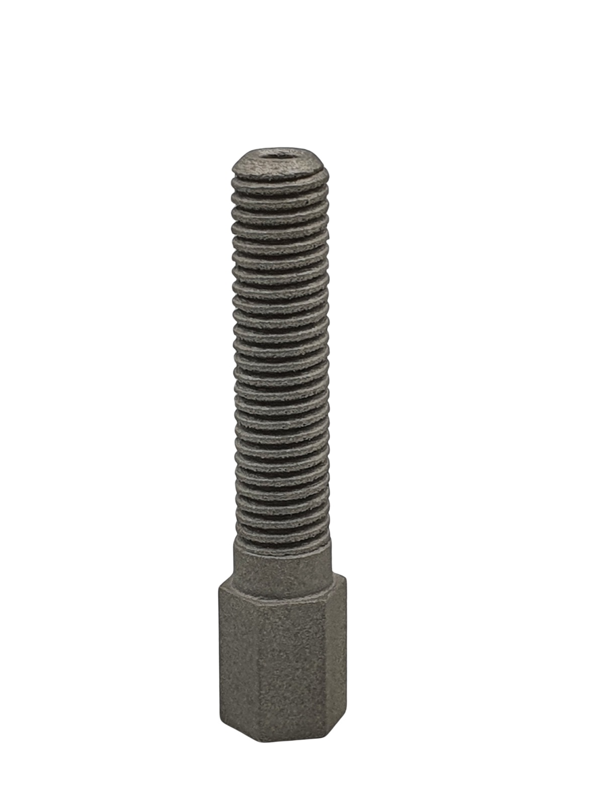 A threaded bolt 3D-printed in CoCrMo alloy with a coarse as-printed surface