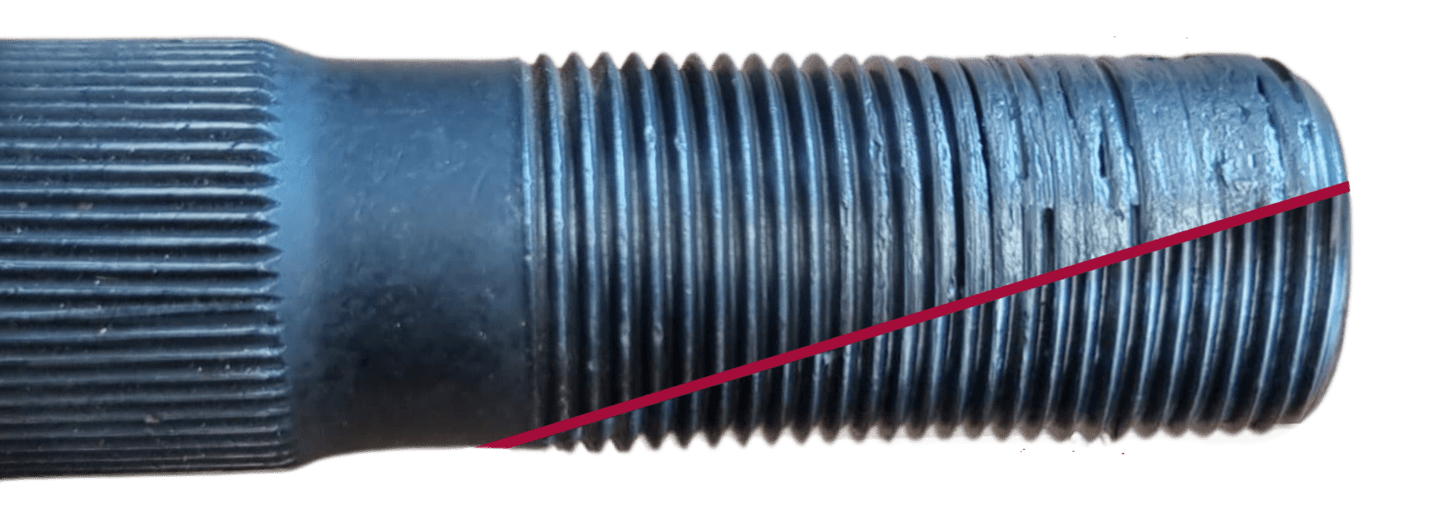 A thread repaired with a Silbertool thread-repair tool, restored to a clean profile
